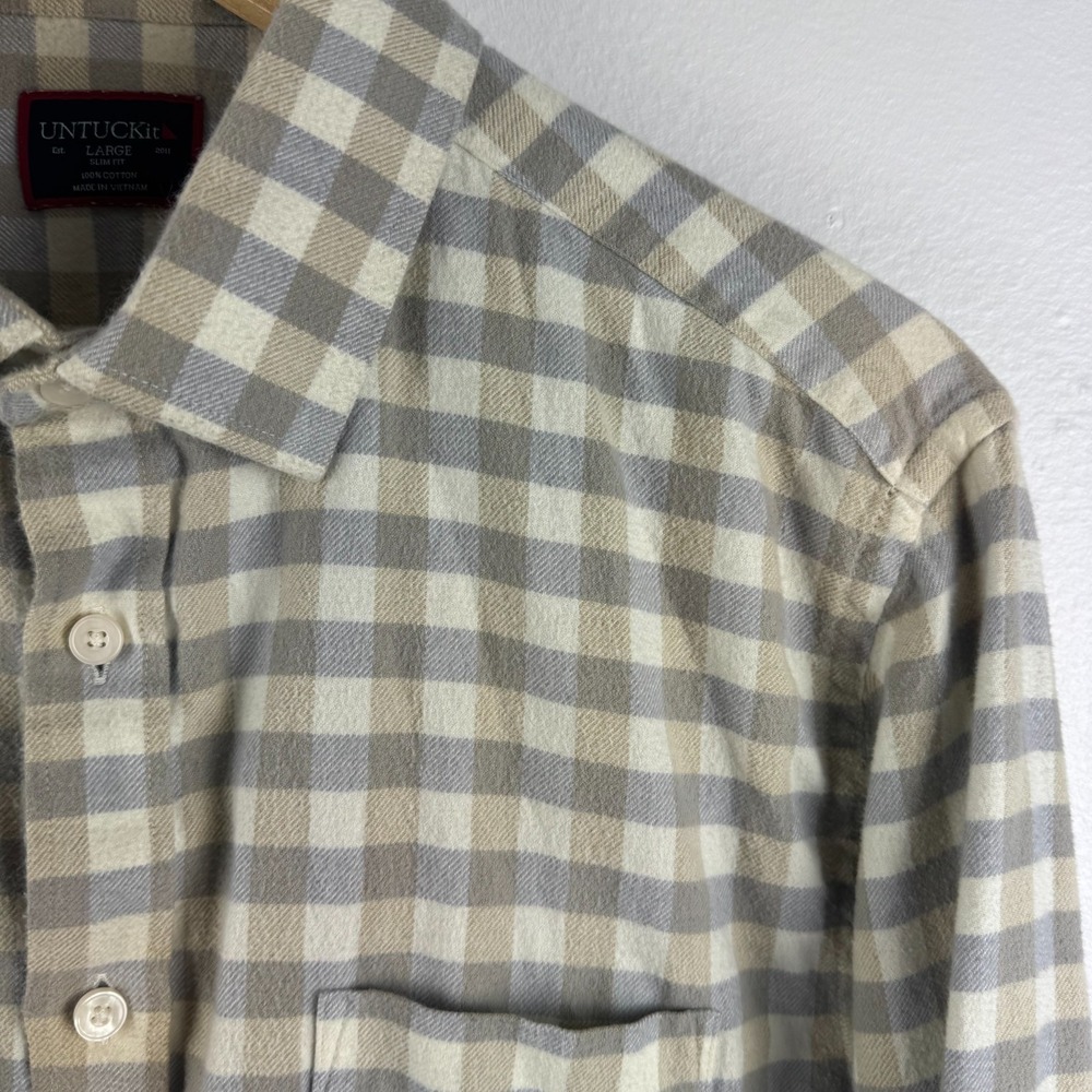 UNTUCKIT Macaulay Mens long sleeve button flannel plaid Slim fit shirt - L